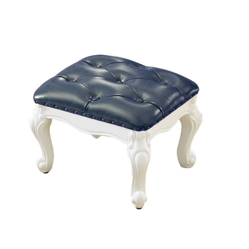 Mid-Century Modern Ottoman Faux Leather Tufted Upholstered Nailhead Trim Rectangle Ottoman Blue 1 Piece Clearhalo 'furn' 'furn_ottomans_poufs' 'Furniture' 'Living Room Furniture' 'Ottomans & Poufs' 'ottomans_poufs' 6477368