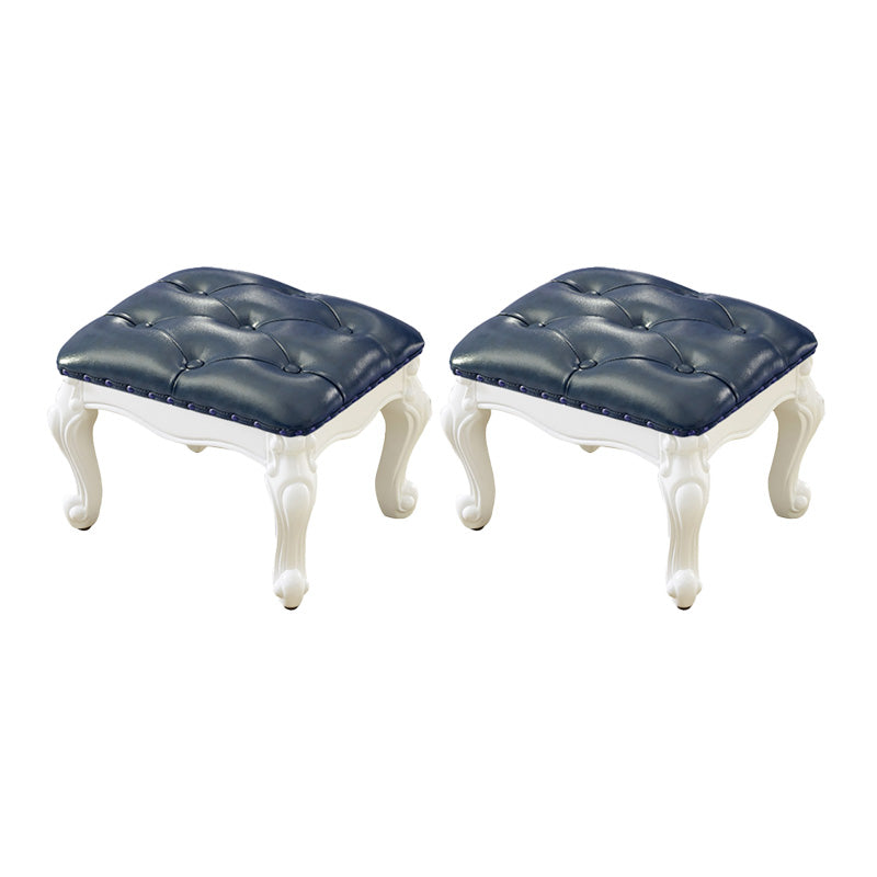 Mid-Century Modern Ottoman Faux Leather Tufted Upholstered Nailhead Trim Rectangle Ottoman Blue 2 Piece Set Clearhalo 'furn' 'furn_ottomans_poufs' 'Furniture' 'Living Room Furniture' 'Ottomans & Poufs' 'ottomans_poufs' 6477371