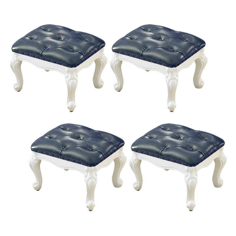 Mid-Century Modern Ottoman Faux Leather Tufted Upholstered Nailhead Trim Rectangle Ottoman Blue 4 Piece Set Clearhalo 'furn' 'furn_ottomans_poufs' 'Furniture' 'Living Room Furniture' 'Ottomans & Poufs' 'ottomans_poufs' 6477372
