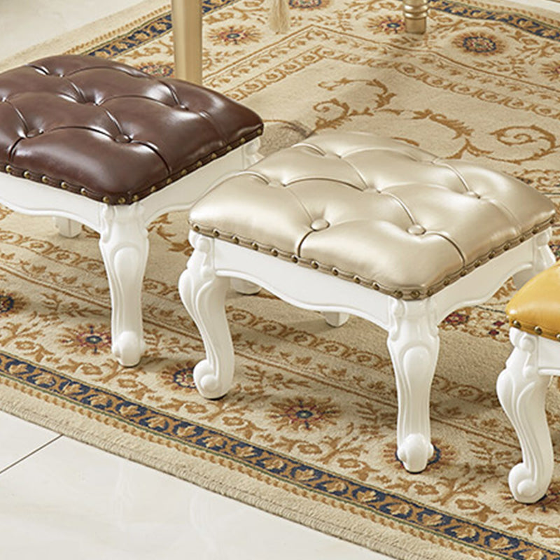 Mid-Century Modern Ottoman Faux Leather Tufted Upholstered Nailhead Trim Rectangle Ottoman Clearhalo 'furn' 'furn_ottomans_poufs' 'Furniture' 'Living Room Furniture' 'Ottomans & Poufs' 'ottomans_poufs' 6477373