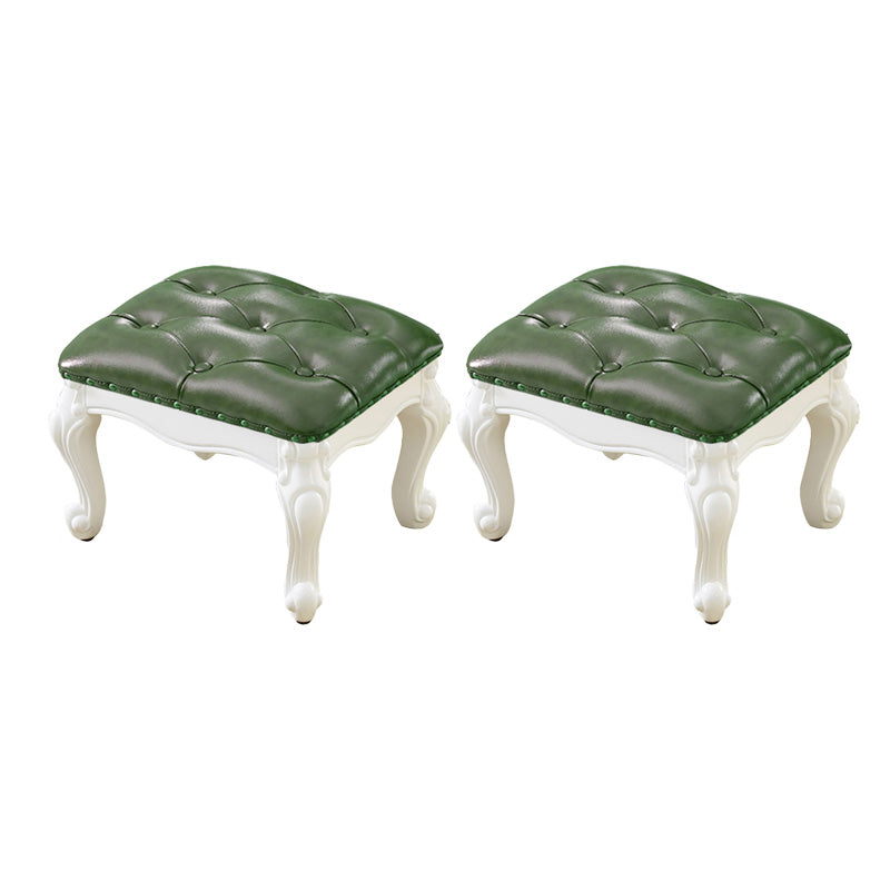 Mid-Century Modern Ottoman Faux Leather Tufted Upholstered Nailhead Trim Rectangle Ottoman Green 2 Piece Set Clearhalo 'furn' 'furn_ottomans_poufs' 'Furniture' 'Living Room Furniture' 'Ottomans & Poufs' 'ottomans_poufs' 6477374