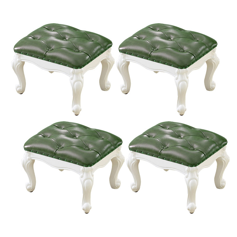 Mid-Century Modern Ottoman Faux Leather Tufted Upholstered Nailhead Trim Rectangle Ottoman Green 4 Piece Set Clearhalo 'furn' 'furn_ottomans_poufs' 'Furniture' 'Living Room Furniture' 'Ottomans & Poufs' 'ottomans_poufs' 6477375