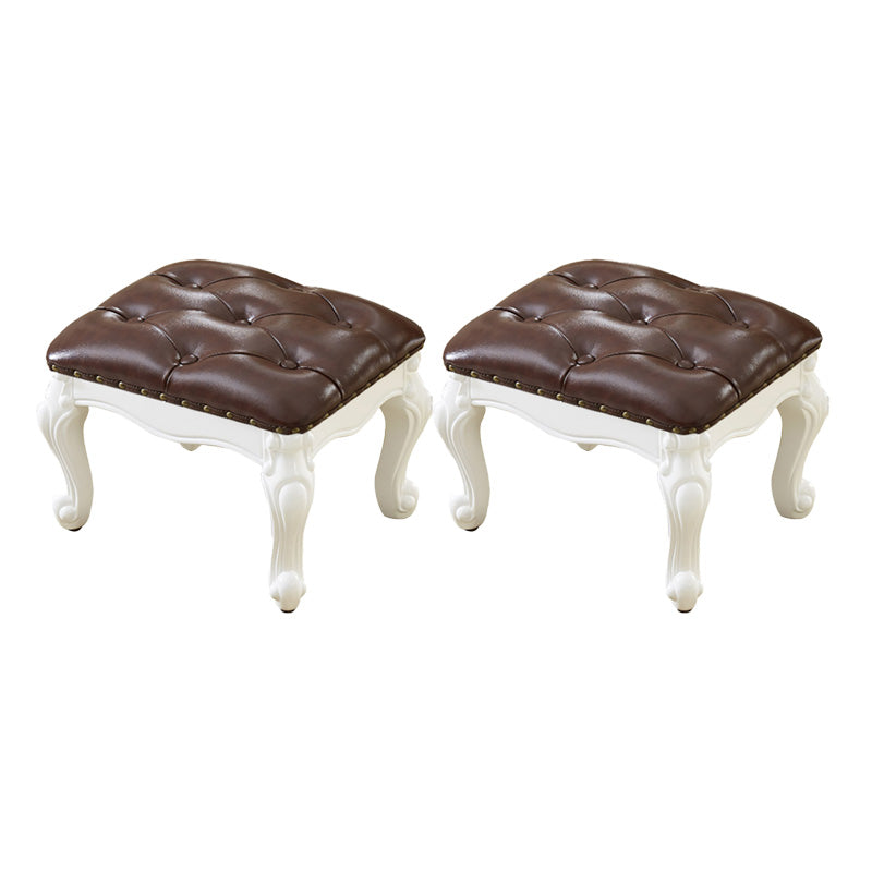 Mid-Century Modern Ottoman Faux Leather Tufted Upholstered Nailhead Trim Rectangle Ottoman Brown 2 Piece Set Clearhalo 'furn' 'furn_ottomans_poufs' 'Furniture' 'Living Room Furniture' 'Ottomans & Poufs' 'ottomans_poufs' 6477377