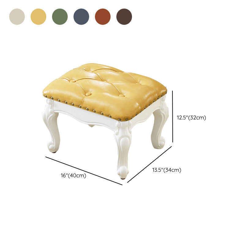 Mid-Century Modern Ottoman Faux Leather Tufted Upholstered Nailhead Trim Rectangle Ottoman Clearhalo 'furn' 'furn_ottomans_poufs' 'Furniture' 'Living Room Furniture' 'Ottomans & Poufs' 'ottomans_poufs' 6477382