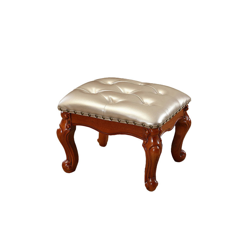 Mid-Century Modern Ottoman Faux Leather Tufted Nailhead Trim Rectangle Ottoman Gold 1 Piece Clearhalo 'furn' 'furn_ottomans_poufs' 'Furniture' 'Living Room Furniture' 'Ottomans & Poufs' 'ottomans_poufs' 6477389