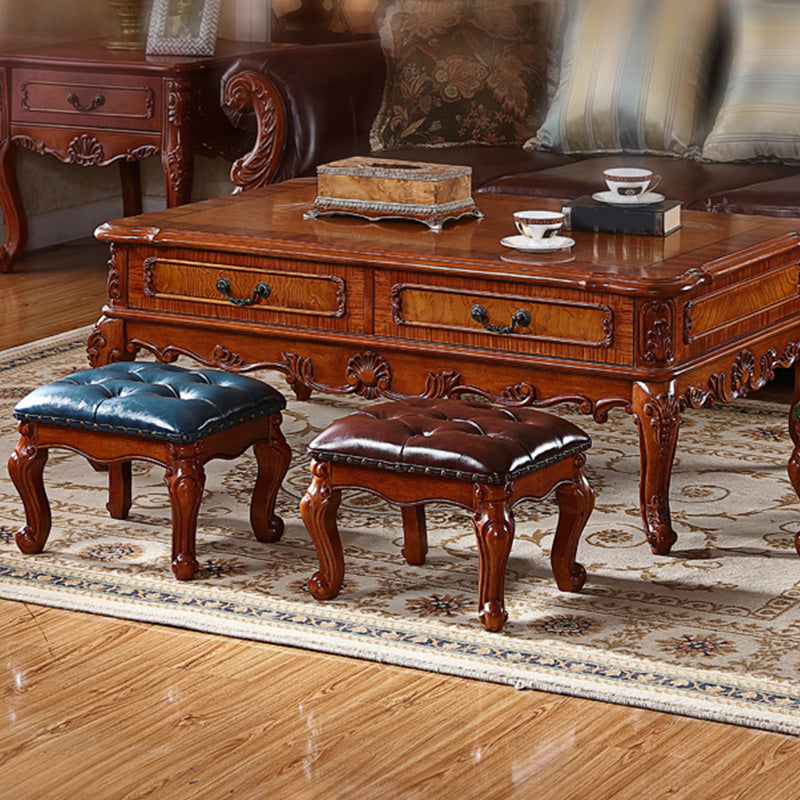 Mid-Century Modern Ottoman Faux Leather Tufted Nailhead Trim Rectangle Ottoman Clearhalo 'furn' 'furn_ottomans_poufs' 'Furniture' 'Living Room Furniture' 'Ottomans & Poufs' 'ottomans_poufs' 6477390