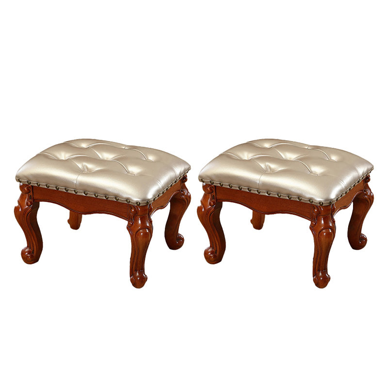 Mid-Century Modern Ottoman Faux Leather Tufted Nailhead Trim Rectangle Ottoman Gold 2 Piece Set Clearhalo 'furn' 'furn_ottomans_poufs' 'Furniture' 'Living Room Furniture' 'Ottomans & Poufs' 'ottomans_poufs' 6477392