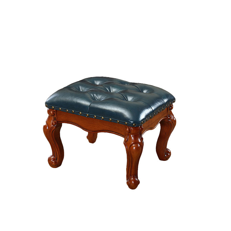 Mid-Century Modern Ottoman Faux Leather Tufted Nailhead Trim Rectangle Ottoman Blue 1 Piece Clearhalo 'furn' 'furn_ottomans_poufs' 'Furniture' 'Living Room Furniture' 'Ottomans & Poufs' 'ottomans_poufs' 6477395