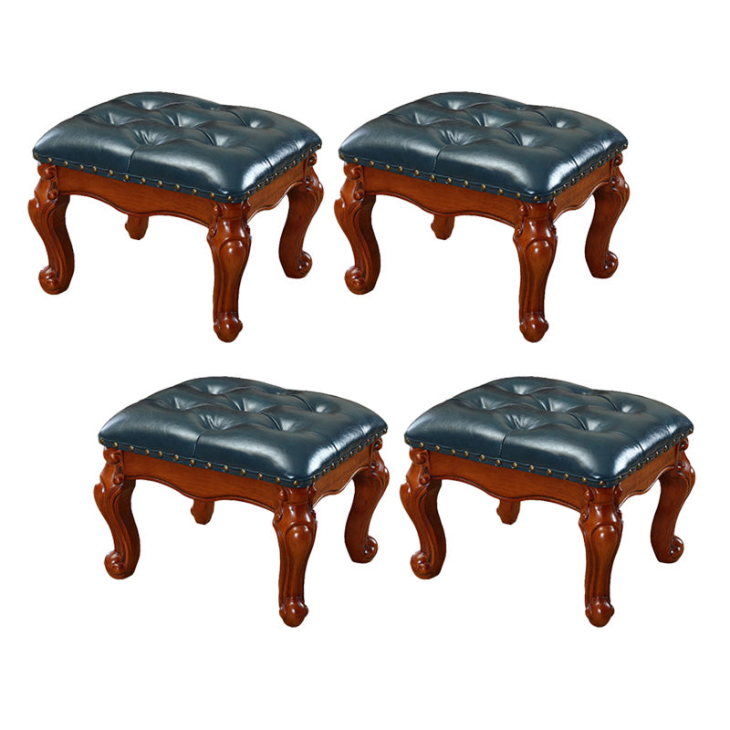 Mid-Century Modern Ottoman Faux Leather Tufted Nailhead Trim Rectangle Ottoman Blue 4 Piece Set Clearhalo 'furn' 'furn_ottomans_poufs' 'Furniture' 'Living Room Furniture' 'Ottomans & Poufs' 'ottomans_poufs' 6477400