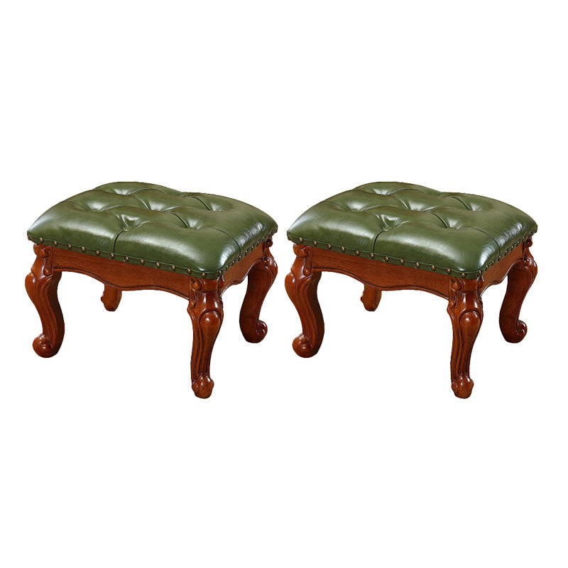 Mid-Century Modern Ottoman Faux Leather Tufted Nailhead Trim Rectangle Ottoman Green 2 Piece Set Clearhalo 'furn' 'furn_ottomans_poufs' 'Furniture' 'Living Room Furniture' 'Ottomans & Poufs' 'ottomans_poufs' 6477402