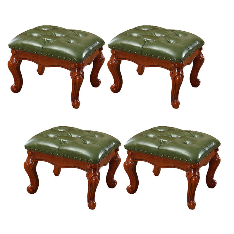 Mid-Century Modern Ottoman Faux Leather Tufted Nailhead Trim Rectangle Ottoman Green 4 Piece Set Clearhalo 'furn' 'furn_ottomans_poufs' 'Furniture' 'Living Room Furniture' 'Ottomans & Poufs' 'ottomans_poufs' 6477403
