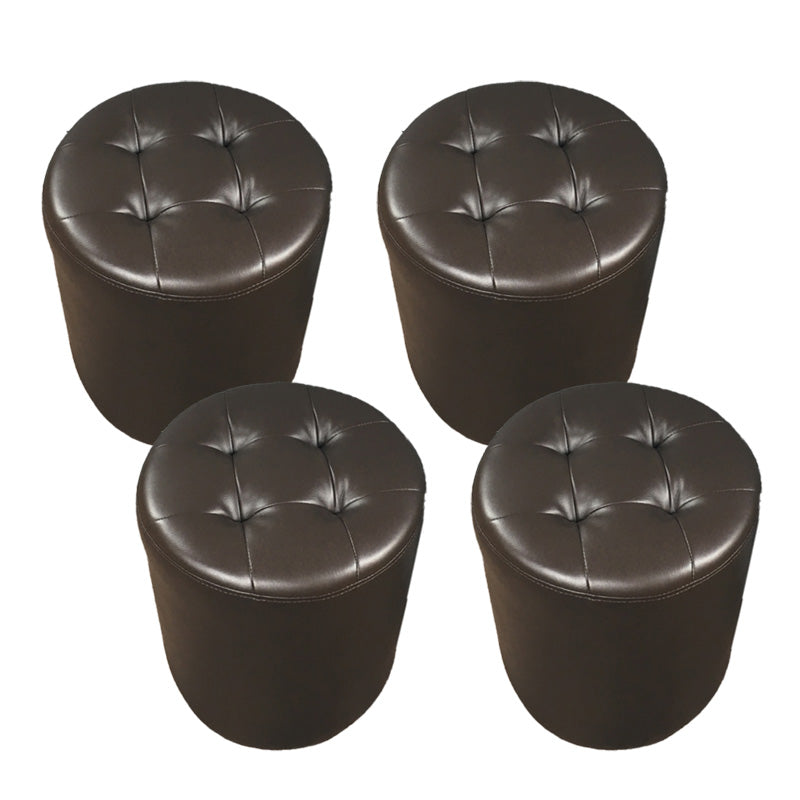 Mitte des Jahrhunderts moderne Pouf Osmanische echte Leder Tufted Zylinderform Ottoman