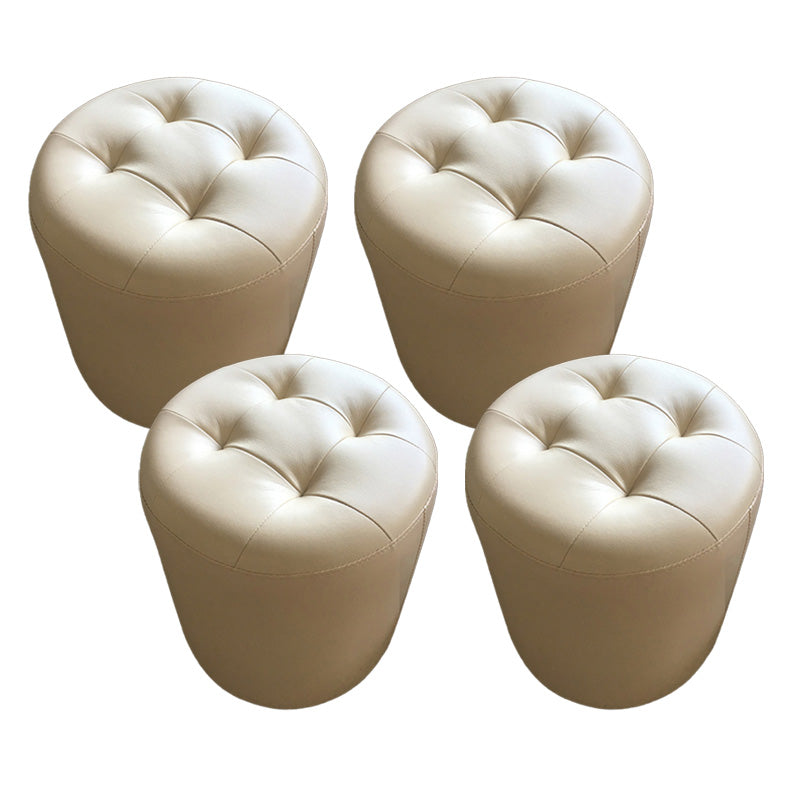 Midden-eeuwse moderne Pouf Ottoman Echt lederen getufte cilindervorm Ottoman