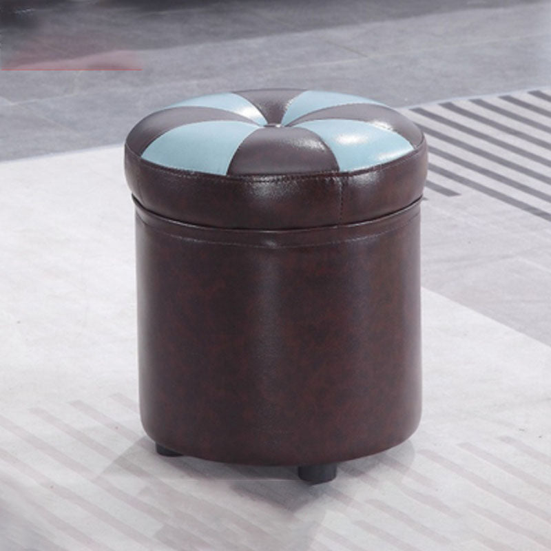 Wine Red Round Pouf Leather Color Piece Pouf for Drawing Room Dark Coffee 1 Piece Clearhalo 'furn' 'furn_ottomans_poufs' 'Furniture' 'Living Room Furniture' 'Ottomans & Poufs' 'ottomans_poufs' 6477484