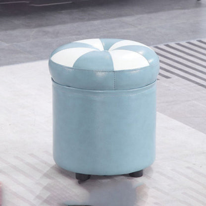 Wine Red Round Pouf Leather Color Piece Pouf for Drawing Room Sky Blue-White 1 Piece Clearhalo 'furn' 'furn_ottomans_poufs' 'Furniture' 'Living Room Furniture' 'Ottomans & Poufs' 'ottomans_poufs' 6477486