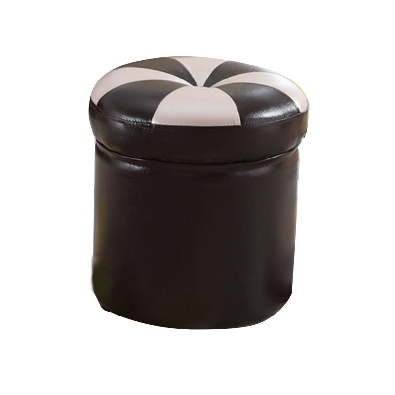 Wine Red Round Pouf Leather Color Piece Pouf for Drawing Room Clearhalo 'furn' 'furn_ottomans_poufs' 'Furniture' 'Living Room Furniture' 'Ottomans & Poufs' 'ottomans_poufs' 6477488