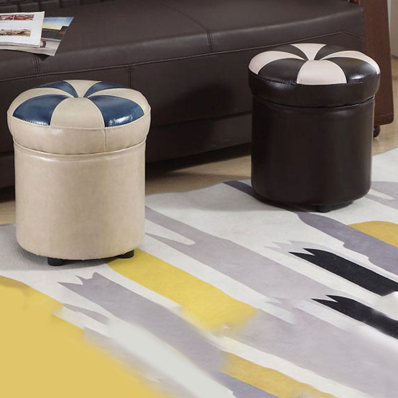 Wine Red Round Pouf Leather Color Piece Pouf for Drawing Room Clearhalo 'furn' 'furn_ottomans_poufs' 'Furniture' 'Living Room Furniture' 'Ottomans & Poufs' 'ottomans_poufs' 6477497