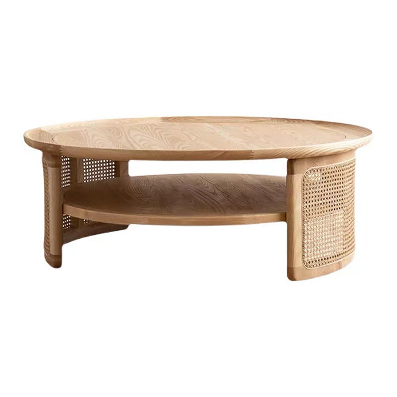 15"H Contemporary Cocktail Table Round Solid Wood Single Coffee Table Natural Clearhalo 'Coffee & Accent Tables' 'Coffee Tables' 'coffee_tables' 'furn' 'furn_coffee_tables' 'Furniture' 'Living Room Furniture' 6477843