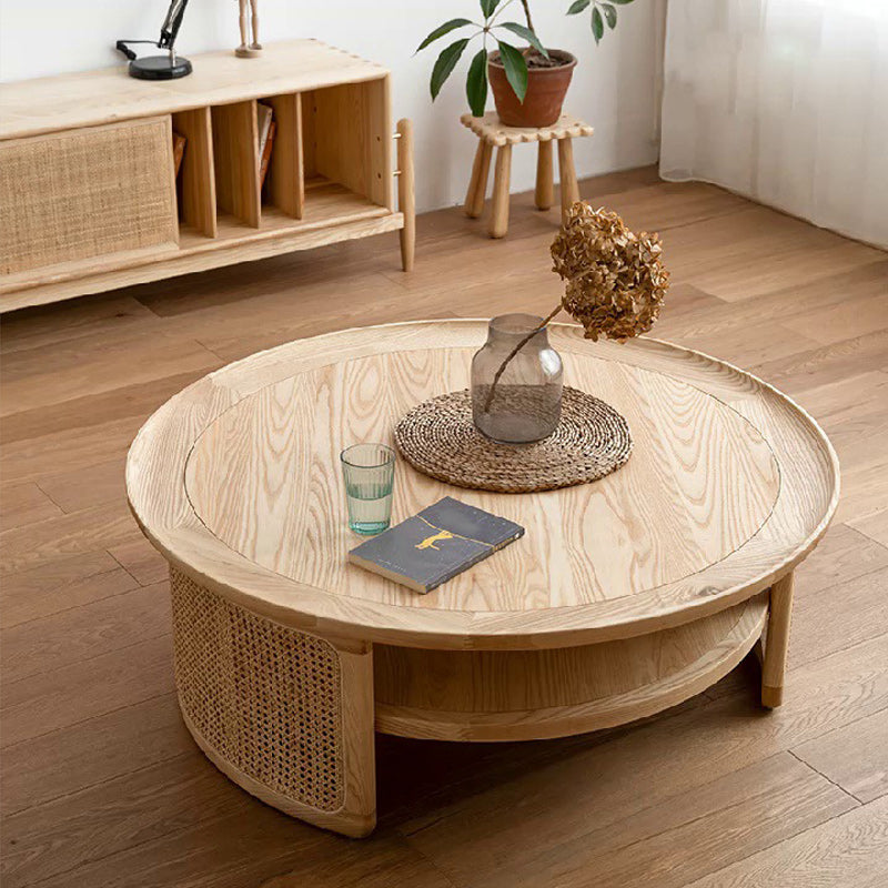 15"H Contemporary Cocktail Table Round Solid Wood Single Coffee Table Clearhalo 'Coffee & Accent Tables' 'Coffee Tables' 'coffee_tables' 'furn' 'furn_coffee_tables' 'Furniture' 'Living Room Furniture' 6477845