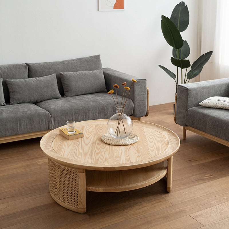 15"H Contemporary Cocktail Table Round Solid Wood Single Coffee Table Clearhalo 'Coffee & Accent Tables' 'Coffee Tables' 'coffee_tables' 'furn' 'furn_coffee_tables' 'Furniture' 'Living Room Furniture' 6477846