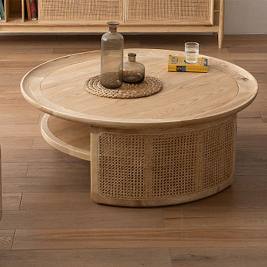 Mesa de cóctel contemporánea de 15 "H Mesa de café soltera redonda de madera maciza