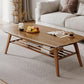 Solid Wood Coffee Table Rectangle 4 Legs Coffee or End Table with Storage