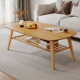 Solid Wood Coffee Table Rectangle 4 Legs Coffee or End Table with Storage