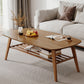 Solid Wood Coffee Table Rectangle 4 Legs Coffee or End Table with Storage