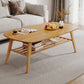 Solid Wood Coffee Table Rectangle 4 Legs Coffee or End Table with Storage
