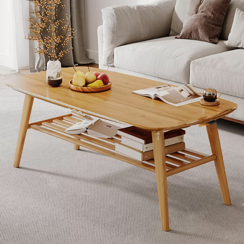 Solid Wood Coffee Table Rectangle 4 Legs Coffee or End Table with Storage