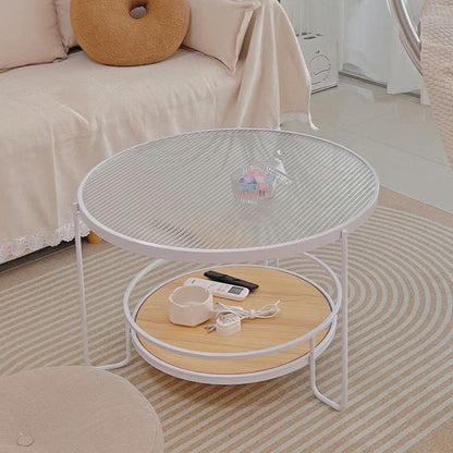 Tavolino da caffè rotondo in vetro Tavolo da cocktail tipo base a 3 gambe con contenitore