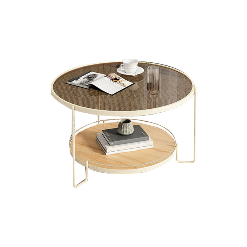 Tavolino da caffè rotondo in vetro Tavolo da cocktail tipo base a 3 gambe con contenitore