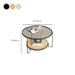 Tavolino da caffè rotondo in vetro Tavolo da cocktail tipo base a 3 gambe con contenitore