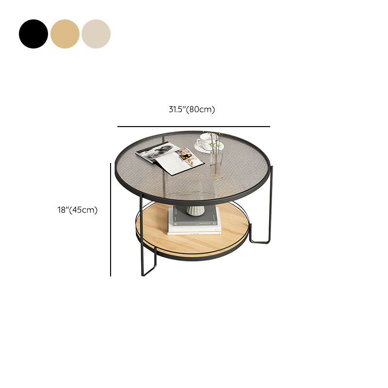 Tavolino da caffè rotondo in vetro Tavolo da cocktail tipo base a 3 gambe con contenitore