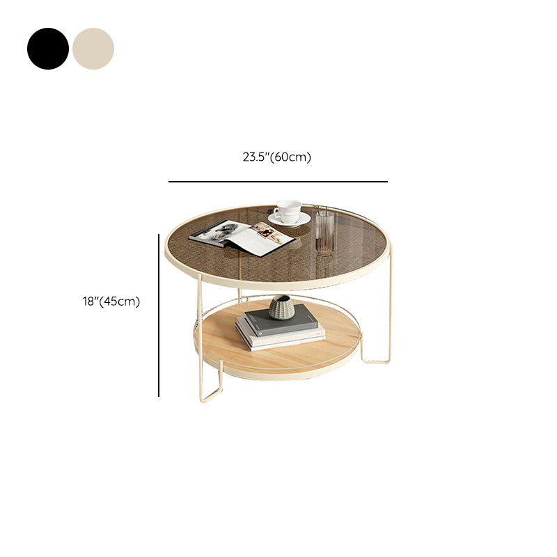 Tavolino da caffè rotondo in vetro Tavolo da cocktail tipo base a 3 gambe con contenitore