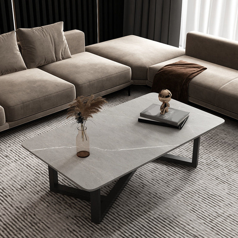 Slate Rectangle Coffee Table Abstract Base Type Cocktail Table Gray Clearhalo 'Coffee & Accent Tables' 'Coffee Tables' 'coffee_tables' 'furn' 'furn_coffee_tables' 'Furniture' 'Living Room Furniture' 6477927