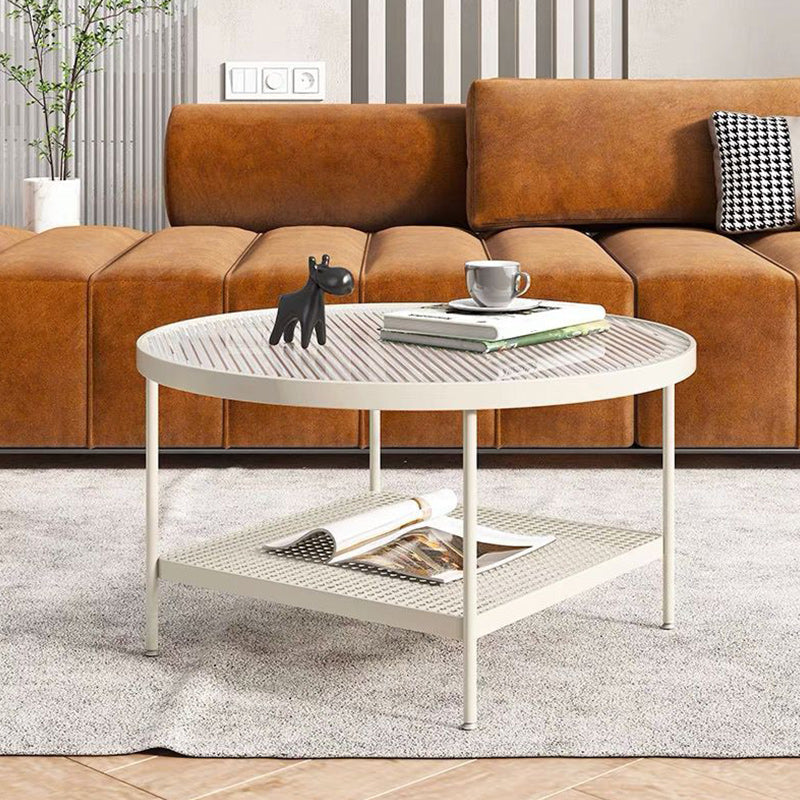 Glass Round Coffee Table 4 Legs Base Type Nesting Cocktail Table Clearhalo 'Coffee & Accent Tables' 'Coffee Tables' 'coffee_tables' 'furn' 'furn_coffee_tables' 'Furniture' 'Living Room Furniture' 6477947