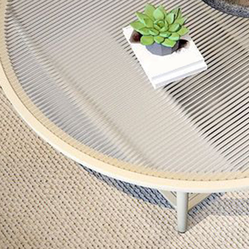 Glass Round Coffee Table 4 Legs Base Type Nesting Cocktail Table Clearhalo 'Coffee & Accent Tables' 'Coffee Tables' 'coffee_tables' 'furn' 'furn_coffee_tables' 'Furniture' 'Living Room Furniture' 6477959