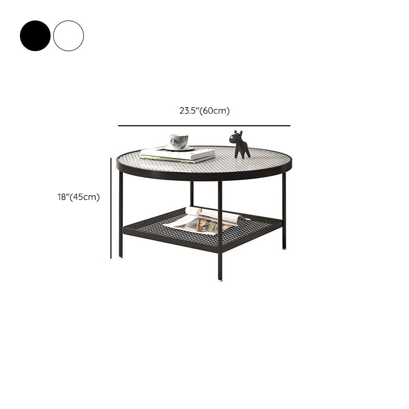 Glass Round Coffee Table 4 Legs Base Type Nesting Cocktail Table Clearhalo 'Coffee & Accent Tables' 'Coffee Tables' 'coffee_tables' 'furn' 'furn_coffee_tables' 'Furniture' 'Living Room Furniture' 6477965