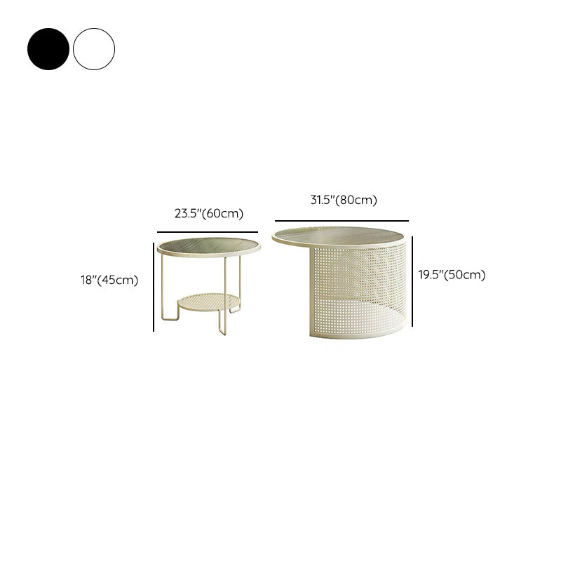 Glass Round Coffee Table 4 Legs Base Type Nesting Cocktail Table Clearhalo 'Coffee & Accent Tables' 'Coffee Tables' 'coffee_tables' 'furn' 'furn_coffee_tables' 'Furniture' 'Living Room Furniture' 6477968