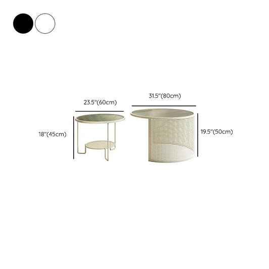 Glass Round Coffee Table 4 Legs Base Type Nesting Cocktail Table Clearhalo 'Coffee & Accent Tables' 'Coffee Tables' 'coffee_tables' 'furn' 'furn_coffee_tables' 'Furniture' 'Living Room Furniture' 6477968