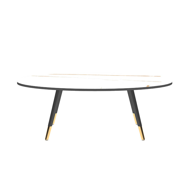 Slate Oval Coffee Table 4 Legs Base Type Single Cocktail Table White Gold Clearhalo 'Coffee & Accent Tables' 'Coffee Tables' 'coffee_tables' 'furn' 'furn_coffee_tables' 'Furniture' 'Living Room Furniture' 6477993
