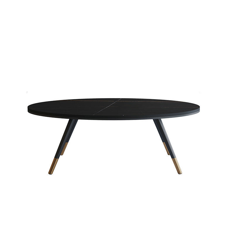 Slate Oval Coffee Table 4 Legs Base Type Single Cocktail Table Black Gold Clearhalo 'Coffee & Accent Tables' 'Coffee Tables' 'coffee_tables' 'furn' 'furn_coffee_tables' 'Furniture' 'Living Room Furniture' 6477995