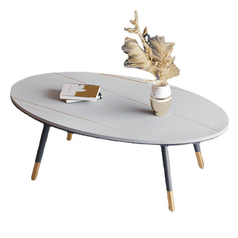 Slate Oval Coffee Table 4 Legs Base Type Single Cocktail Table Clearhalo 'Coffee & Accent Tables' 'Coffee Tables' 'coffee_tables' 'furn' 'furn_coffee_tables' 'Furniture' 'Living Room Furniture' 6477998