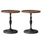 Wood Round Top Side Table Metal Base End Table - Distressed Surface Treatment