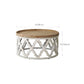 Wood Round Top Side Table Metal Base End Table - Distressed Surface Treatment