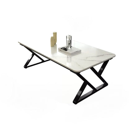 Slate Rectangle Coffee Table Sled Iron Base Type Single Table