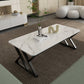 Slate Rectangle Coffee Table Sled Iron Base Type Single Table