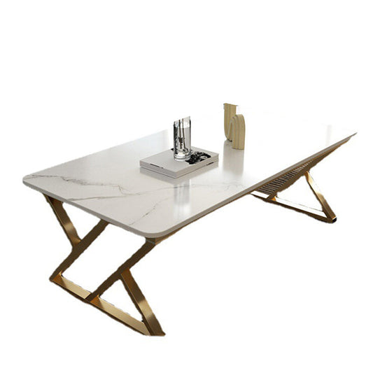 Tavolino da caffè rettangolo di ardesia tipo di ferro da ferro singolo tavolo