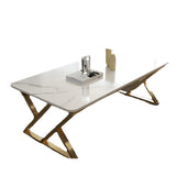 スレート長方形のコーヒーテーブルそり鉄のベースタイプの単一テーブル